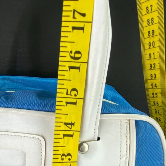 Vintage Speedo Footed Gym Travel Zip Bag Blue and White - Picture 12 of 15